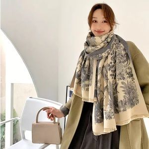 Double Sided Cashmere Oversized Warm Winter Blanket Scarf / Wrap